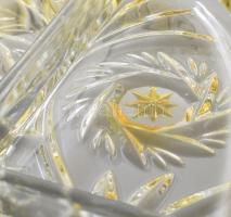 Antik ovális kristály kínáló, ezüstpácolt és hántolt díszítéssel, jelzés nélkül, hibátlan, 31x19 cm