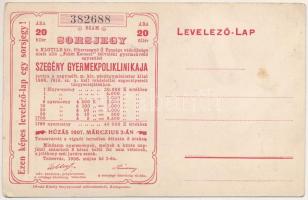 Temesvár 1906. "Szegénygyermek Poliklinika" sorsjegy képeslapon, 20f értékben T:AU folt