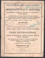 1933 Nemzetközi vasúti díjszabás magyar-román személy-, poggyász- és expresszáruforgalom