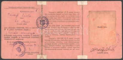 1942-1947 M. kir. Közellátási Hivatal okmányok