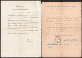 7 db katonai okmány, leszerelési jegy, szabadságolási igazolvány, származási igazolvány, dandárparan...