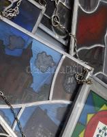 10 darab klf német festett ólomüveg kép, 1935-től a közelmúltig, jó állapotban, 31x23 méret alatt, k...