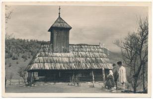 Hobicaurikány, Urikány, Uricani (Hunyad); Biserica veche din lemn, Valea Jiului / Alte Holzkirche / régi fatemplom / old wooden church. Foto orig. J. Fischer, 1937.