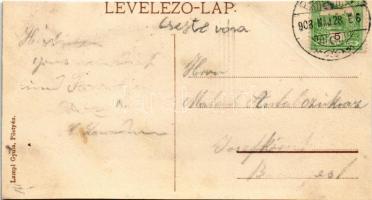 1908 Csejte, Csejthe, Cachtice; Báthory vár, "Itt lakott a hírhedt Báthory Erzsébet, ki 300 fia...