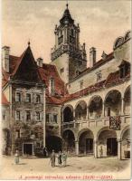 Pozsony, Pressburg, Bratislava; Városháza udvara (1420-1558) / town hall (vágott / cut)