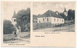 1917 Nagysink, Cincul Mare; Biserica gr.-catolica romana, Scoala gr.-catolica romana / Görögkatolikus templom és iskola / Greek Catholic church and school (kis szakadás / small tear)