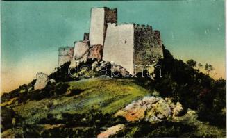 1915 Temetvény, Hrádok; Temetvény vár. Schulz Ignác kiadása / Hrad Tematín / castle ruins (vágott / cut)