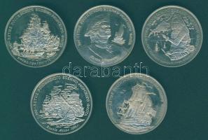 Oroszország DN(1996) "300 éves az Orosz Tengeri Flotta - Azovi csata 1696" + "Predesztinacia hadihajó 1700." + "Apraksin admirális" + Nagy Péter cár" + "Ganguti csata 1914." ffm emlékérmek T:PP