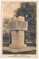 Szentágota, Agnetheln, Agnita; Heldenkdenkmal für die Gefallenen im Weltkriege / Első világháborús hősök szobra, emlékmű. F. Theil Fotograf / WWI military heroes' monument (fa)