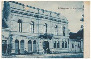 1918 Szilágycseh, Cehu Silvaniei; Községháza, Korona Bank. Krémer Ignác kiadása / town hall, bank (ragasztónyom / glue mark)