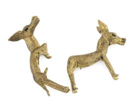 Párzó szamarak, afrikai viaszöntött bronz figura pár, h: 8 cm