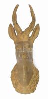 Bronz szarvastrófea falidísz, m: 16,5 cm