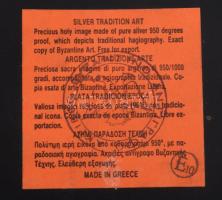 Mária a kis Jézussal. Modern görög ikon, ezüst (Ag) okláddal, 16,5x13,5 cm