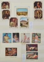 Románia 1960-1970 Festmény gyűjtemény, sorokkal, blokkokkal, közte néhány egyéb bélyeg is, 10 lapos A/4 berakóban