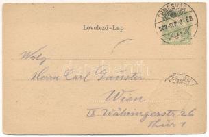 1902 Temesvár, Timisoara; Gyárvárosi izraelita templom, zsinagóga. Szecessziós litho keret címerrel ...