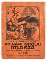 Dr. Kogutowicz Károly polgári iskolai atlasza. 1930, kis szakadásoknak, borító elvált