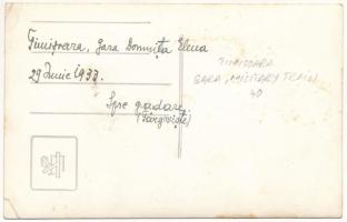 1933 Temesvár, Timisoara; Gara Domnita Elena / vasútállomás katonai vonattal és katonákkal Ilona rom...