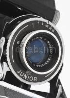 cca 1950 Welta Junior fényképezőgép Meritar 1:3,5 f:=75mm objektívvel, jó állapotban, tokban