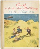 Kästner, Erich: Emil und die drei Zwillinge. Illustriert von Walter Trier. Basel-Wien-M.-Ostrau. Kiadói félvászon kötés, kopottas állapotban.