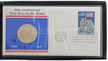 Marshall-szigetek 1989. 5$ Cu-Ni "Első ember a Holdon" érmés borítékban, angol nyelvű leír...
