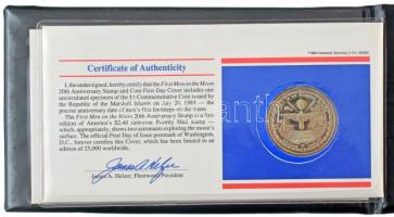 Marshall-szigetek 1989. 5$ Cu-Ni "Első ember a Holdon" érmés borítékban, angol nyelvű leír...