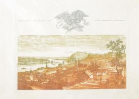 Gaál Domonkos (1940-2009): Pest és Buda . Rézkarc, papír, jelzett, számozott (5/24), lapszéli gyűrődésekkel, 29×39 cm