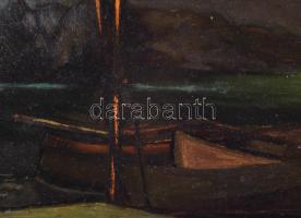 Abonyi Ernő (1884-1941): "Esthangulat" (Vitorláskikötő). Olaj, karton, jelezve jobbra lent...