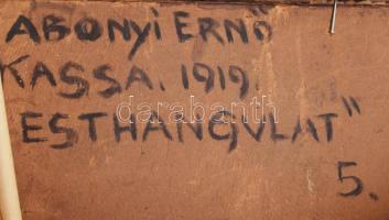 Abonyi Ernő (1884-1941): "Esthangulat" (Vitorláskikötő). Olaj, karton, jelezve jobbra lent...