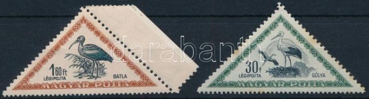 1952 Madarak 2 db bélyeg számvízjellel (30f rozsda / stain)