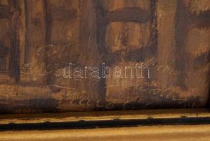 Káró Géza (1907-): Brüsszeli Szent Mihály és Szent Gudula-székesegyház belseje. Olaj, falemez, jelez...