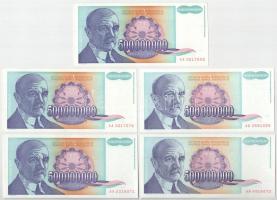 Jugoszlávia 1993. 500.000.000D (9x) T:AU (egyik XF) Yugoslavia 1993. 500.000.000 Dinara (9x) C:AU (one XF) Krause P#134