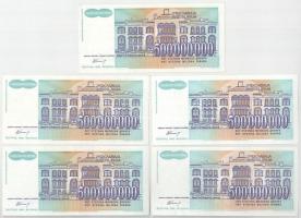 Jugoszlávia 1993. 500.000.000D (9x) T:AU (egyik XF)
Yugoslavia 1993. 500.000.000 Dinara (9x) C:AU (...