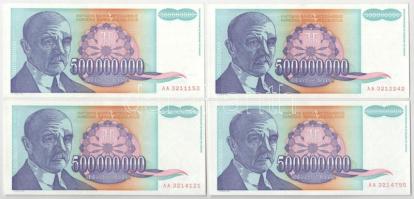 Jugoszlávia 1993. 500.000.000D (9x) T:AU (egyik XF)
Yugoslavia 1993. 500.000.000 Dinara (9x) C:AU (...