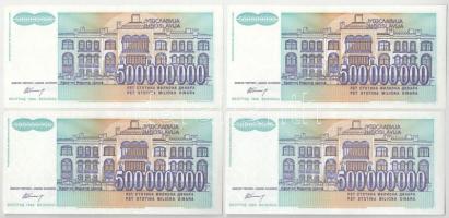 Jugoszlávia 1993. 500.000.000D (9x) T:AU (egyik XF)
Yugoslavia 1993. 500.000.000 Dinara (9x) C:AU (...
