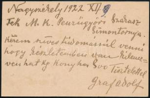 1922 Ajánlott díjjegyes levelezőlap 6 bélyeges kiegészítéssel Nagyszékelyről Simontornyára küldve