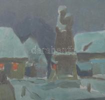 Reichel Kálmán (1879-1926): Téli, falusi este. Olaj, karton, jelezve balra lent. 29,5x39,5 cm. Üvege...