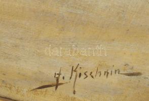 S Kischkin (?) jelzéssel: Lovasszán a hóviharban. Olaj, vászon. Dekoratív fakeretben. 70x101 cm. KIZ...