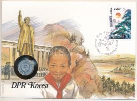 Észak-Korea 1959. 10ch felbélyegzett borítékban, alkalmi bélyegzéssel, német nyelvű leírással T:UNC  North Korea 1959. 10 Chon in envelope with stamp and cancellation, with German description C:UNC