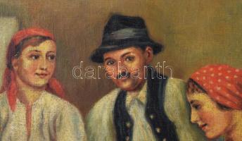 Kásás (?) jelzéssel: Paprikafűzés, 1934. Olaj, vászon. Dekoratív fakeretben. 64,5x87 cm