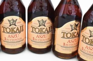 6 darab 1991-es Tokaji Aszú, 3 puttonyos, Tolcsva, 0,5l, bontatlan, eredeti dobozában