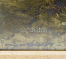 Szegvári Károly (1920-2002): Élet a tanyán. Olaj, farost, jelzett, üvegezett fakeretben. 60x80 cm