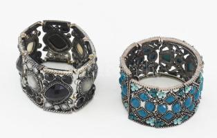2 db vastag, kövekkel gazdagon díszített, áttört karkötő / karperec