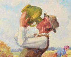 Azonosítatlan jelzéssel: Ivó legény. Olaj, vászon, 60x80 cm Keretben