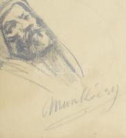 Munkácsy jelzéssel: Alakok. Ceruza, papír. Üvegezett fakeretben. 29,5x21,5 cm