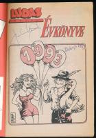 1990 Ludas Matyi évkönyv, a címlapon Szuhay Balázs (1935-2001), a Ludas Matyi főszerkesztője és Balo...