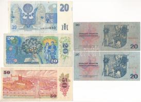 Csehszlovákia / Csehország 1970-1994. 20K - 50K (5xklf) T:F-VG közte szép papír
Czechoslovakia / Cz...