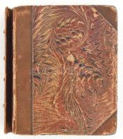 cca 1865-1890 Régi bőr gerincű fotóalbum, 16 db keményhátú fotóval, fotókivágással, album gerince ré...