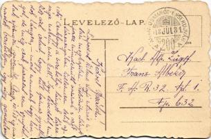 1918 Verebély, Vráble; Templom tér / square, church + "ARANYOSMARÓT - ÉRSEKÚJVÁR 200 A" va...