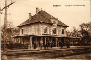 1918 Gödöllő, HÉV Villamosvasút Ferenc József téri megálló (ma Szabadság tér megállóhely), vasútállomás (EK)