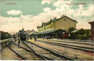 Budapest XI. Kelenföld, vasútállomás, gőzmozdony, vonat. Chvala Józsefné kiadása (fl)